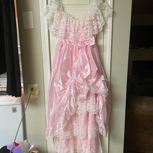 Vtg pink princess 60’s 70’s ball gown Cinderella costume Halloween 3/4